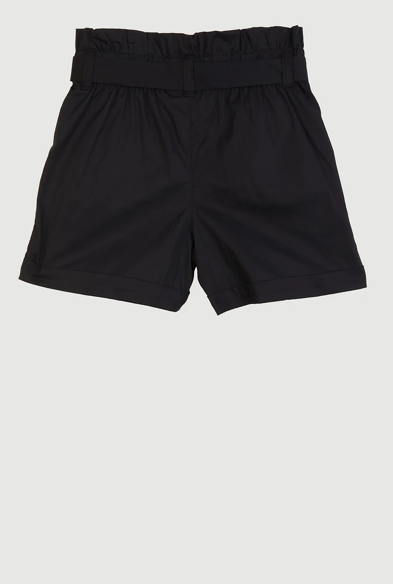 Girls Paper Bag Waist Cargo Shorts,