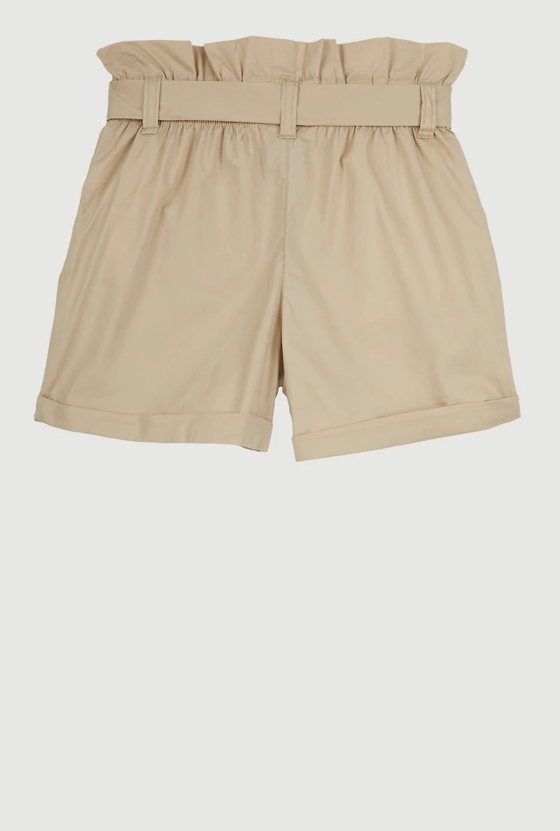 Girls Paper Bag Waist Cargo Shorts, 10