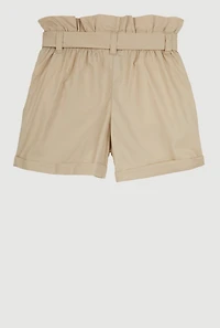 Girls Paper Bag Waist Cargo Shorts, 10