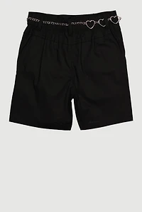 Girls Heart Chain Belted Poplin Cargo Shorts,