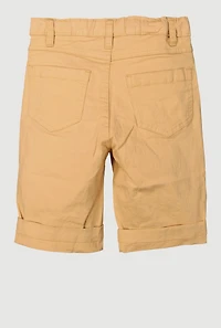 Girls Twill Distressed Detail Bermuda Shorts, Khaki, Size 10