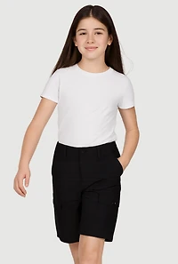 Girls Cargo Pocket Bermuda Shorts