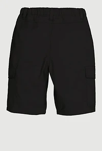 Girls Cargo Pocket Bermuda Shorts, Black, Size 7-8