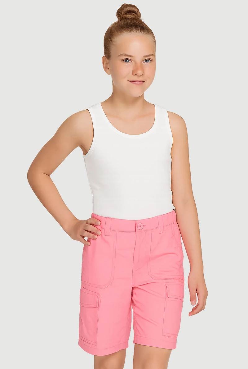 Girls Cargo Pocket Bermuda Shorts