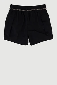 Girls Cargo Shorts with Heart Chain Belt