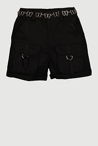 Girls Cargo Shorts with Butterfly Chain Belt