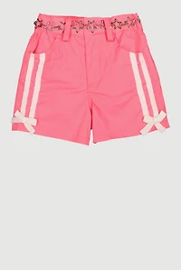 Girls Varsity Stripe Bow Detail Shorts
