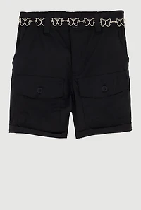 Girls Metallic Butterfly Chain Cargo Shorts