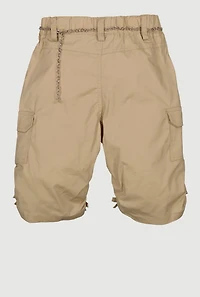 Girls Metallic Star Chain Belted Cargo Shorts
