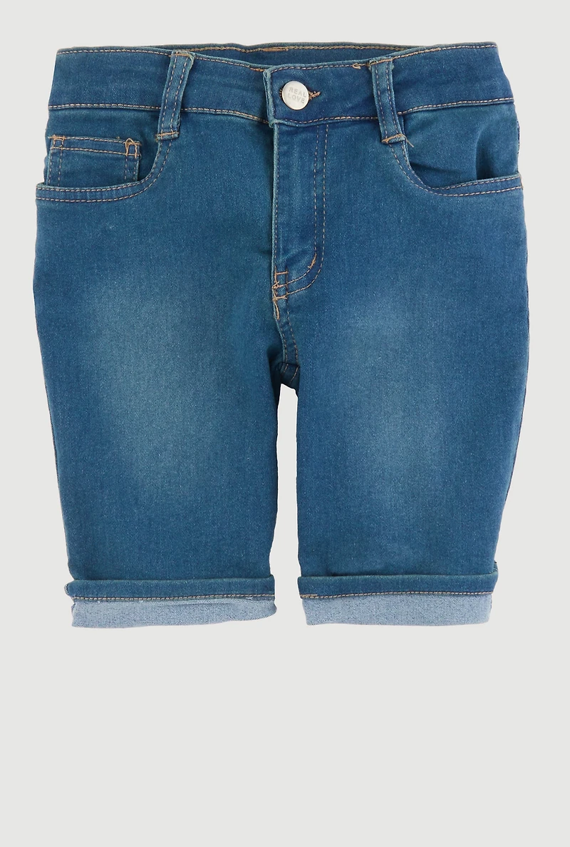 Girls Cuffed Bermuda Denim Shorts