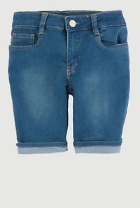 Girls Cuffed Bermuda Denim Shorts