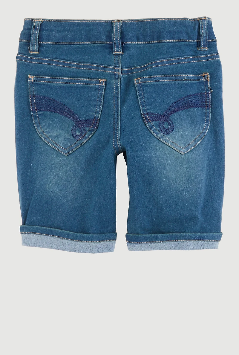 Girls Cuffed Bermuda Denim Shorts