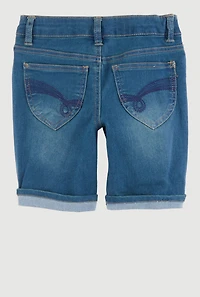 Girls Cuffed Bermuda Denim Shorts