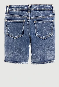 Girls Patch and Repair Distressed Bermuda Shorts, Blue,