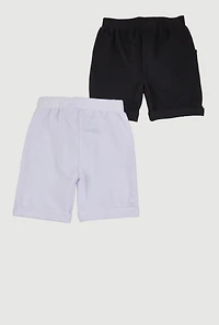 Girls Solid Shorts 2 Pack, Multi, Size 7-8