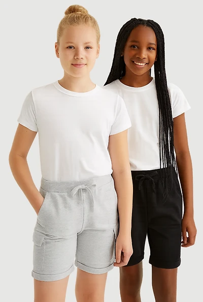 Girls Faux Drawstring Shorts 2 Pack, Multi, Size 7-8