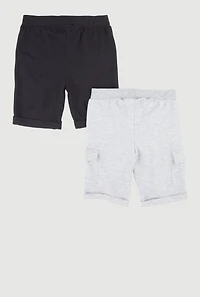Girls Faux Drawstring Shorts 2 Pack, Multi, Size 7-8