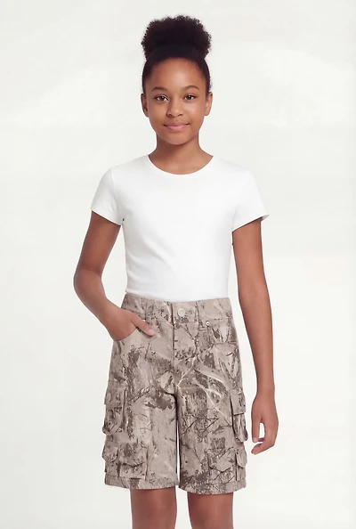 Girls Tree Camo Utility Shorts