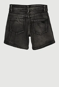 Girls Mineral Wash Cargo Pocket Denim Shorts, Black, Size 8