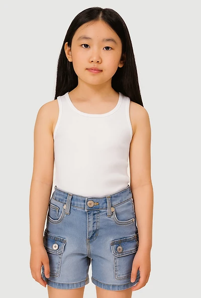 Girls Denim Cargo Shorts