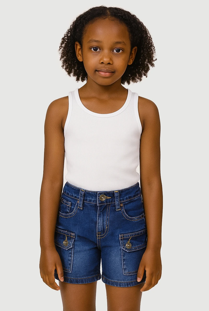 Girls Denim Cargo Shorts
