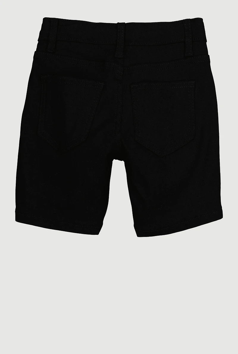 Girls Rhinestone Trim Hyperstretch Shorts, Black, Size 8