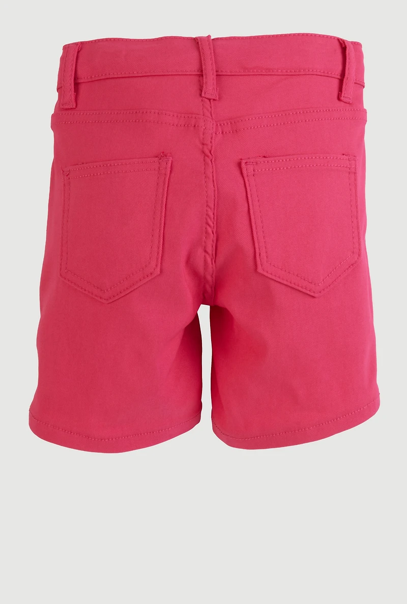 Girls Rhinestone Trim Hyperstretch Shorts, Pink, Size 14