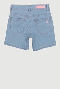 Girls Embroidered Bow Detail Denim Shorts