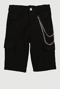 Girls Double Chain Detail Cargo Pocket Bermuda Shorts