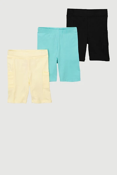 Little Girls Pocket Bike Shorts 3 Pack
