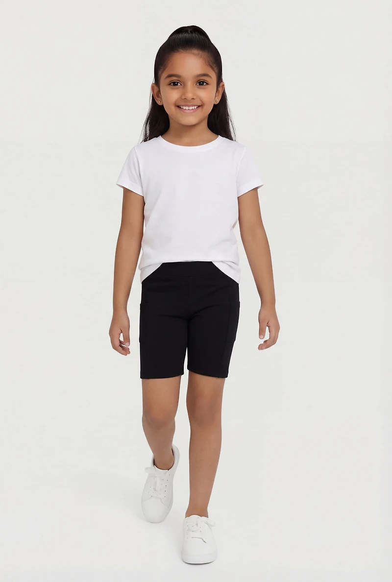 Little Girls Pocket Bike Shorts 3 Pack