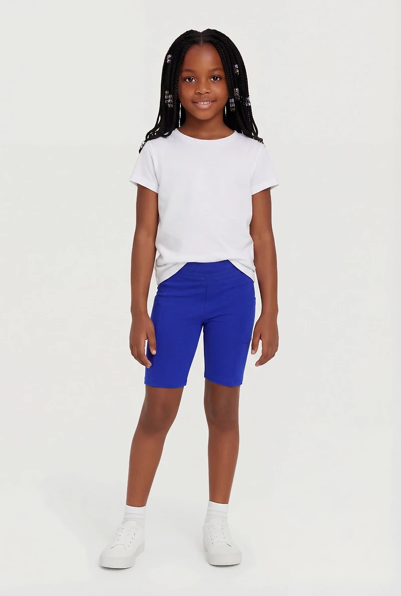 Little Girls Side Pocket Biker Shorts 3 Pack