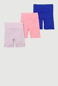 Little Girls Side Pocket Biker Shorts 3 Pack