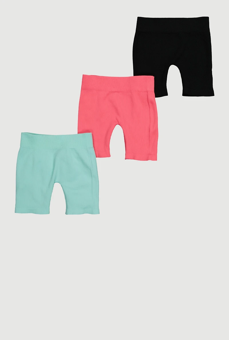 Little Girls Trendy Seamless Bike Shorts 3 Pack, Multi, Size 4