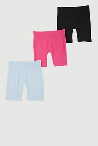 Little Girls Stylish Ribbed Knit Bike Shorts 3 Pack