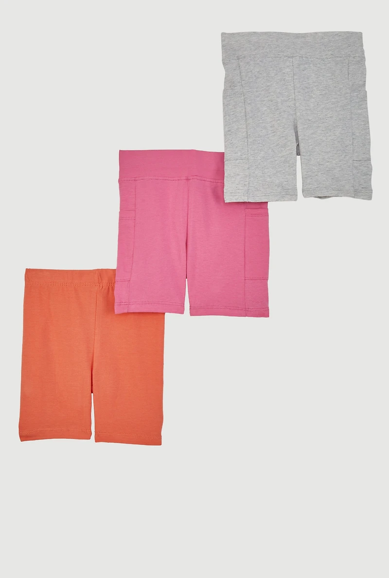 Little Girls Comfortable Bike Shorts 3 Pack, Multi,