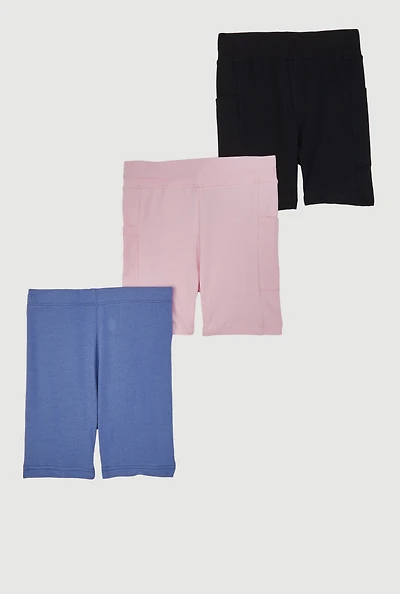 Little Girls Comfortable Bike Shorts 3 Pack, Multi, Size 4