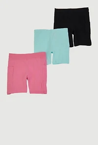 Little Girls Biker Shorts 3 Pack, Multi, Size 5-6