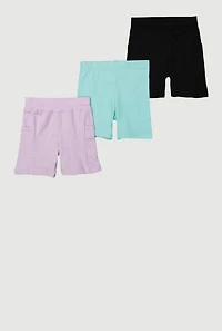 Little Girls Side Pocket Bike Shorts 3 Pack