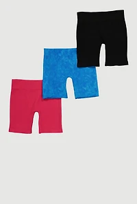 Little Girls Seamless Rib Knit Bike Shorts 3 Pack, Multi, Size 4