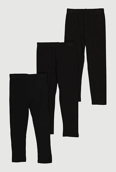 Little Girls Ribbed Knit Leggings Set of 3