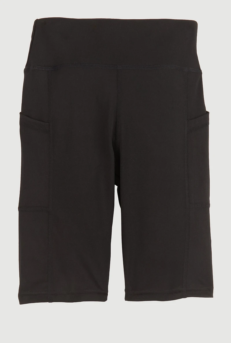 Girls Side Pocket Biker Shorts, Black, Size 7-8