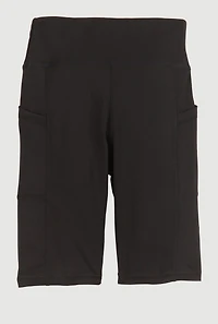 Girls Side Pocket Biker Shorts, Black, Size 10-12