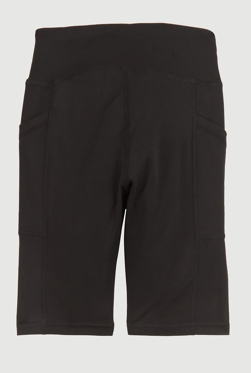 Girls Side Pocket Biker Shorts, Black, Size 10-12