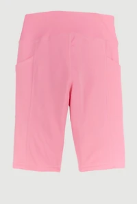 Girls Side Pocket Biker Shorts, Pink, Size 10-12