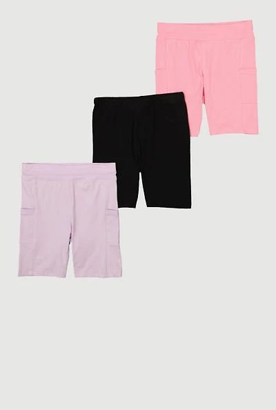 Girls Solid Assorted Bike Shorts 3 Pack
