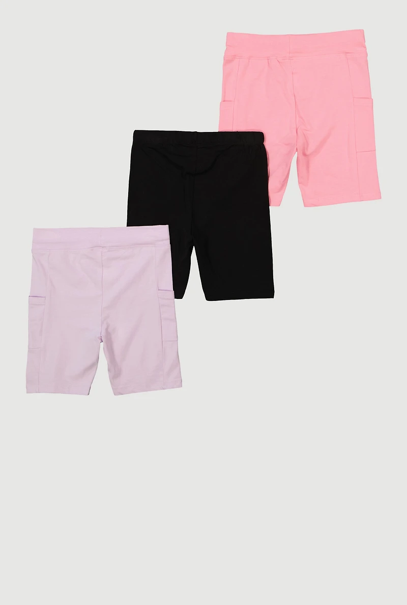 Girls Solid Assorted Bike Shorts 3 Pack
