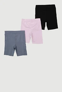 Girls Assorted Solid Bike Shorts 3 Pack