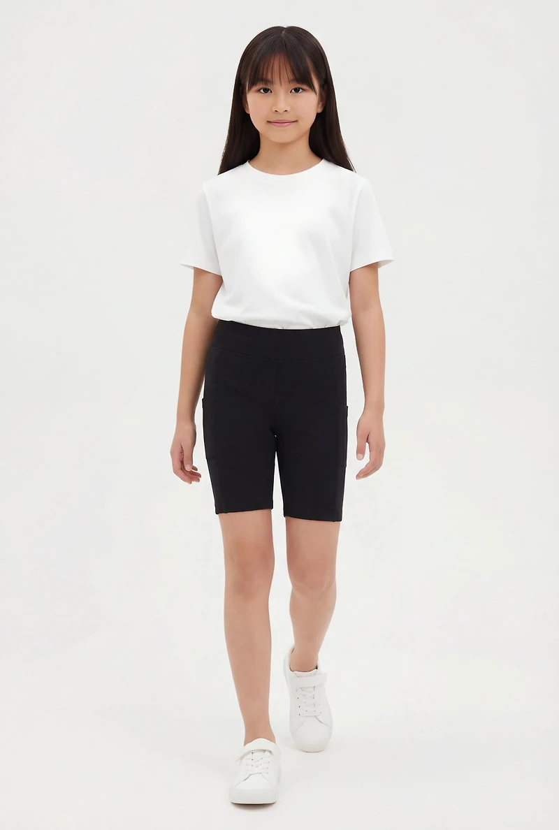 Girls Cell Phone Pocket Detail Biker Shorts Trio