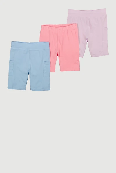Girls Pocket Bike Shorts 3 Pack